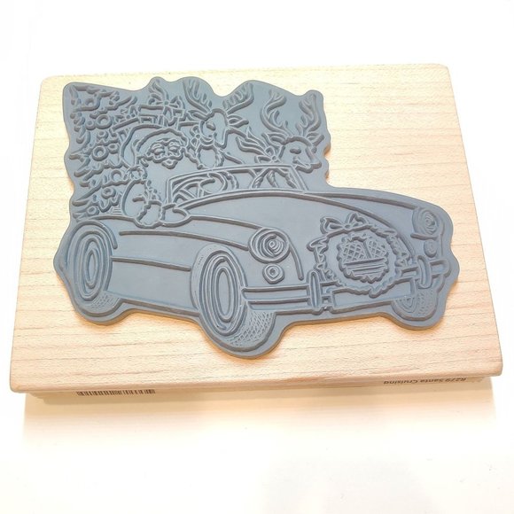 Christmas Santa Stamp, Wood Mounted Rubber Stamp, Stampendous Santa Cruising Sta - Picture 9 of 9